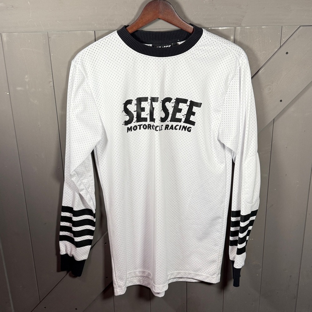 SEE SEE MOTORCYCLE JERSEY SMALL Black & White  Long Sleeve Riding Jersey